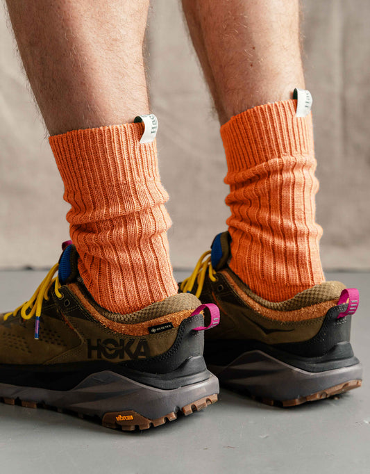 Hachure Wool Hike & Trek Socks in a bright orange colour