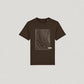Hachure brown t-shirt with white hachure print on the front