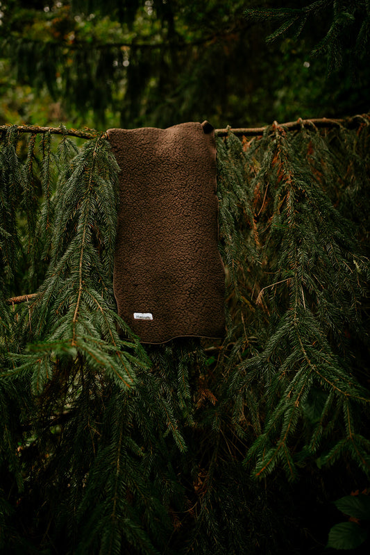 Brown scarf hanging on a tree